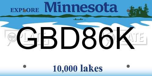 GBD86K Minnesota License Plate