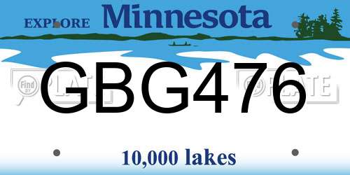GBG476 Minnesota License Plate