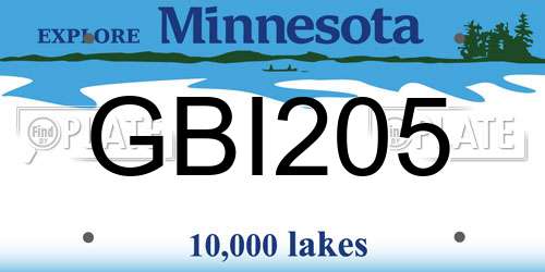GBI205 Minnesota License Plate