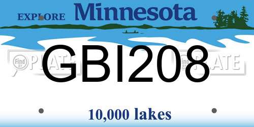 GBI208 Minnesota License Plate