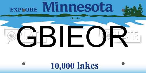 GBIEOR Minnesota License Plate