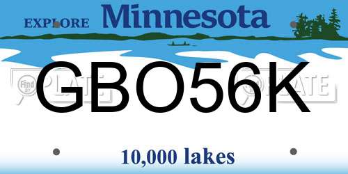 GBO56K Minnesota License Plate