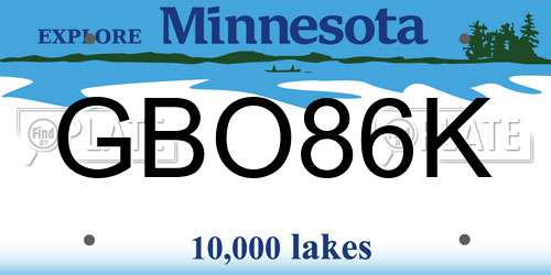 GBO86K Minnesota License Plate