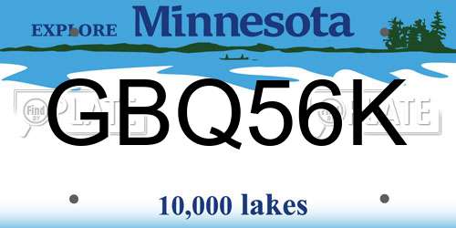 GBQ56K Minnesota License Plate