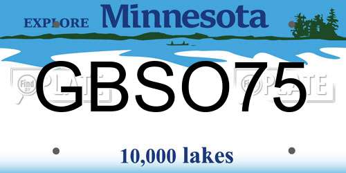 GBSO75 Minnesota License Plate