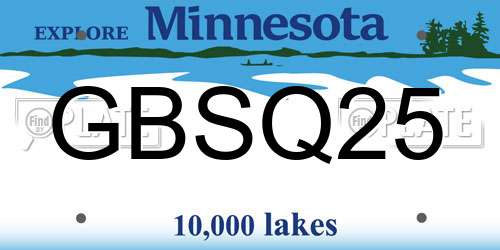 GBSQ25 Minnesota License Plate