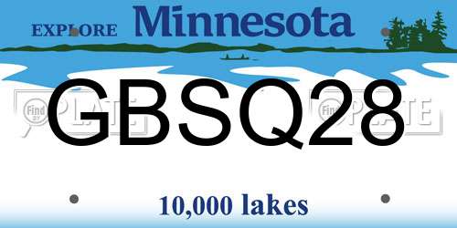 GBSQ28 Minnesota License Plate