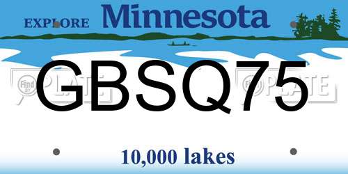GBSQ75 Minnesota License Plate