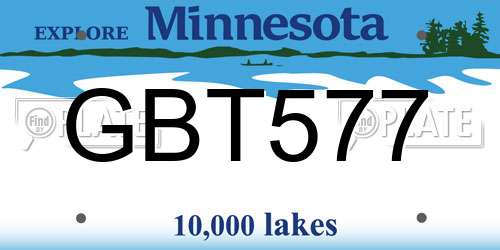 GBT577 Minnesota License Plate