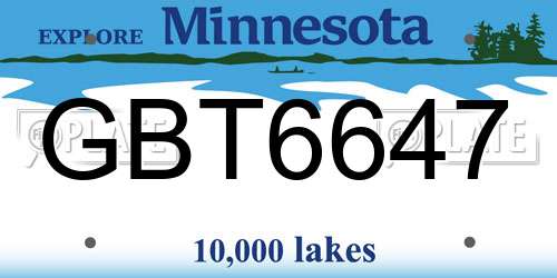 GBT6647 Minnesota License Plate