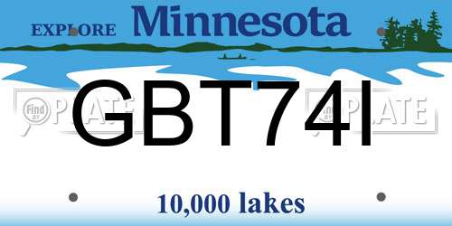 GBT74I Minnesota License Plate