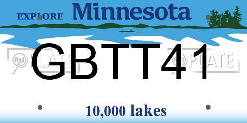 GBTT41 Minnesota License Plate