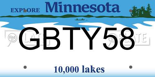 GBTY58 Minnesota License Plate