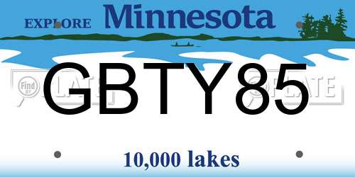 GBTY85 Minnesota License Plate