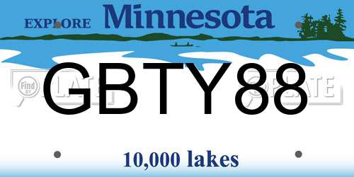 GBTY88 Minnesota License Plate