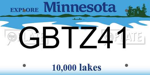 GBTZ41 Minnesota License Plate