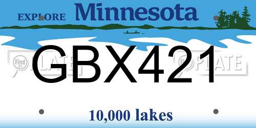 GBX421 Minnesota License Plate