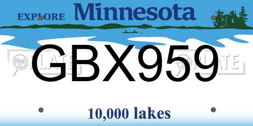 GBX959 Minnesota License Plate