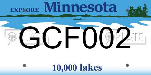 GCF002 Minnesota License Plate