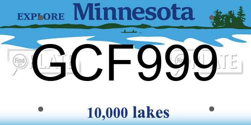 GCF999 Minnesota License Plate