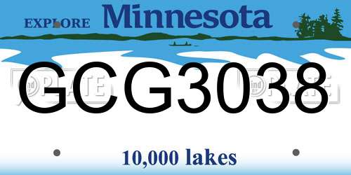 GCG3038 Minnesota License Plate
