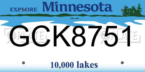 GCK8751 Minnesota License Plate