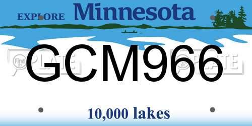 GCM966 Minnesota License Plate