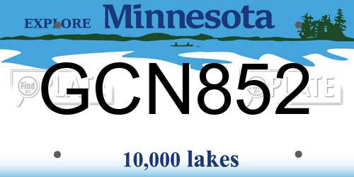 GCN852 Minnesota License Plate