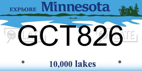 GCT826 Minnesota License Plate