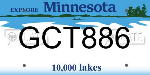GCT886 Minnesota License Plate