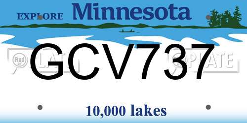 GCV737 Minnesota License Plate