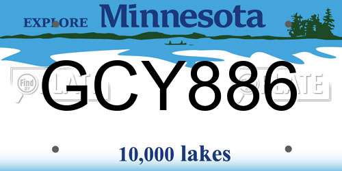 GCY886 Minnesota License Plate