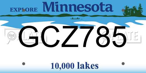 GCZ785 Minnesota License Plate