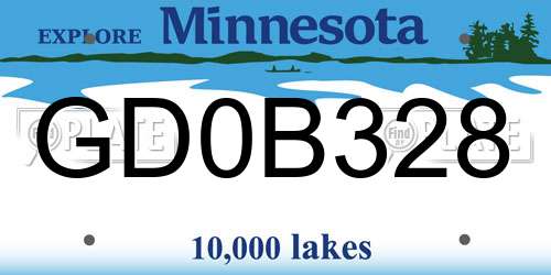 GD0B328 Minnesota License Plate