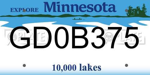 GD0B375 Minnesota License Plate