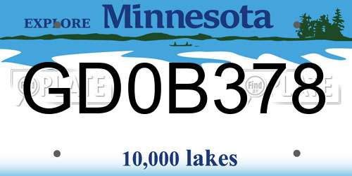 GD0B378 Minnesota License Plate