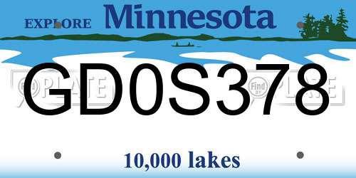 GD0S378 Minnesota License Plate