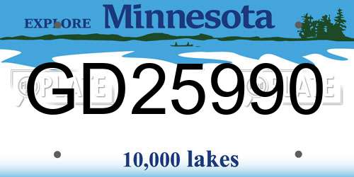GD25990 Minnesota License Plate