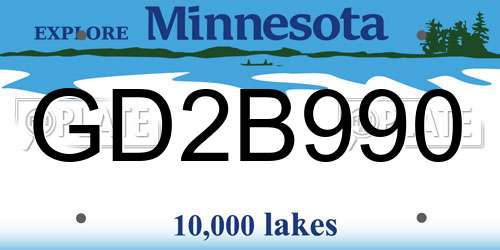 GD2B990 Minnesota License Plate