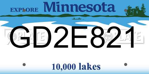 GD2E821 Minnesota License Plate