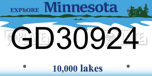 GD30924 Minnesota License Plate