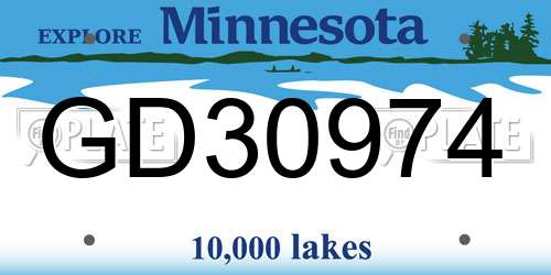 GD30974 Minnesota License Plate