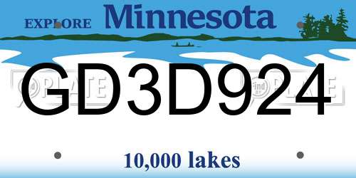 GD3D924 Minnesota License Plate