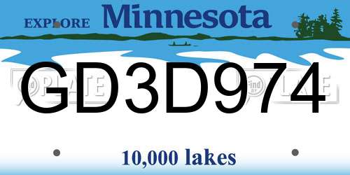 GD3D974 Minnesota License Plate
