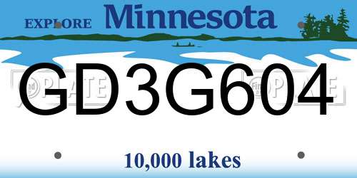 GD3G604 Minnesota License Plate
