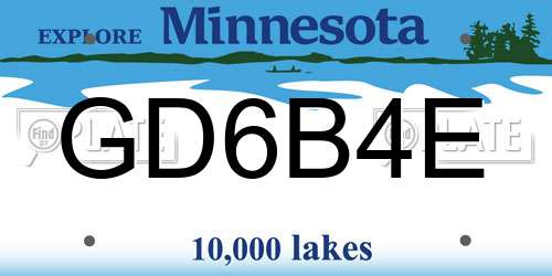 GD6B4E Minnesota License Plate