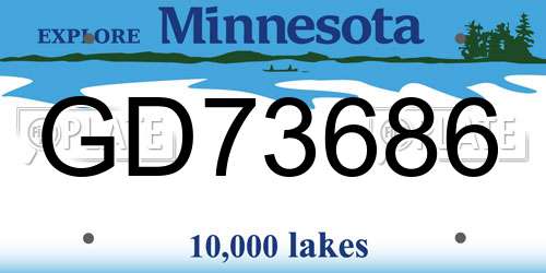 GD73686 Minnesota License Plate