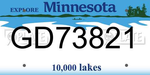 GD73821 Minnesota License Plate