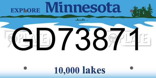 GD73871 Minnesota License Plate