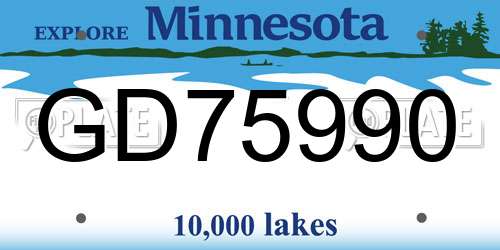 GD75990 Minnesota License Plate
